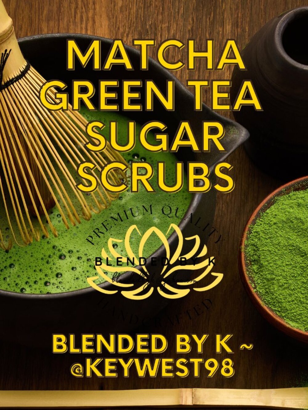 Matcha Green Tea Sugar Scrubs by Blended by K ~ 8 oz